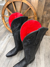 Load image into Gallery viewer, Women’s Tall Black/Red Snip Toe Boot
